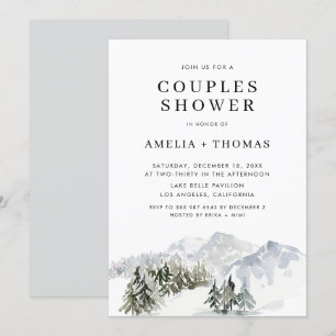 Invitación Snowowley Winter Forest Woodland Couples Shower