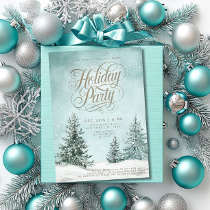 Invitación Snowowly Pines Navidad Árbol Typografía vacaciones