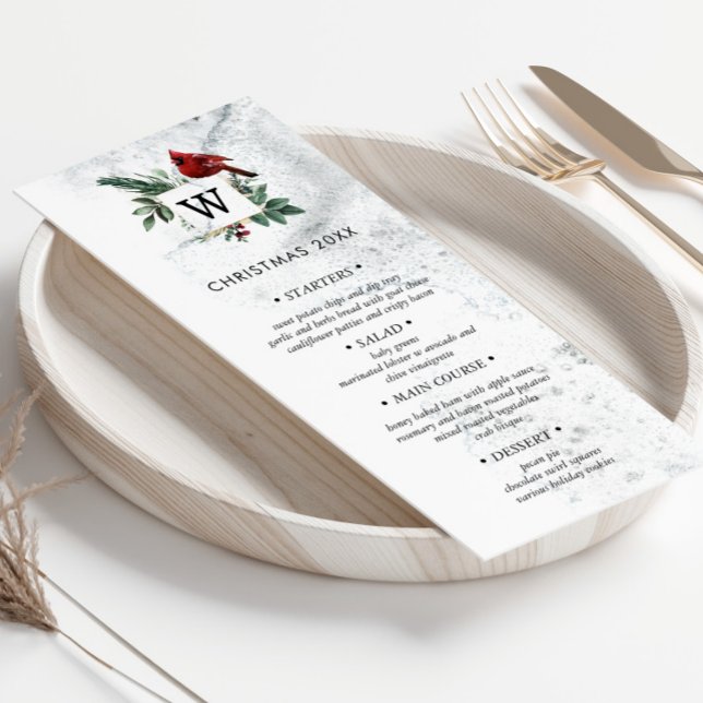 Invitación Snowowy Woodland Elegante carta de cena navideña (Subido por el creador)