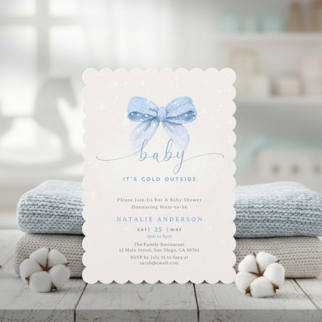 Invitación Snowy Blue Coquette It's Cold Outside Baby Shower (Snowy Blue Coquette It's Cold Outside Baby Shower Invitation)