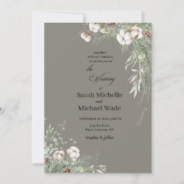 Invitación Snowy Greenery Wedding Invitation