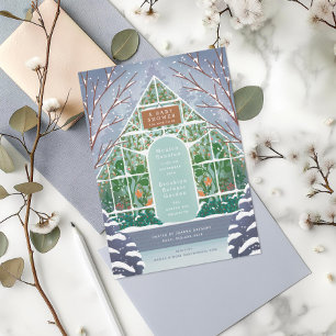 Invitación Snowy Greenhouse Winter Baby Shower