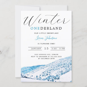 Invitación Snowy Mountain Winter ONEderland Primer cumpleaños