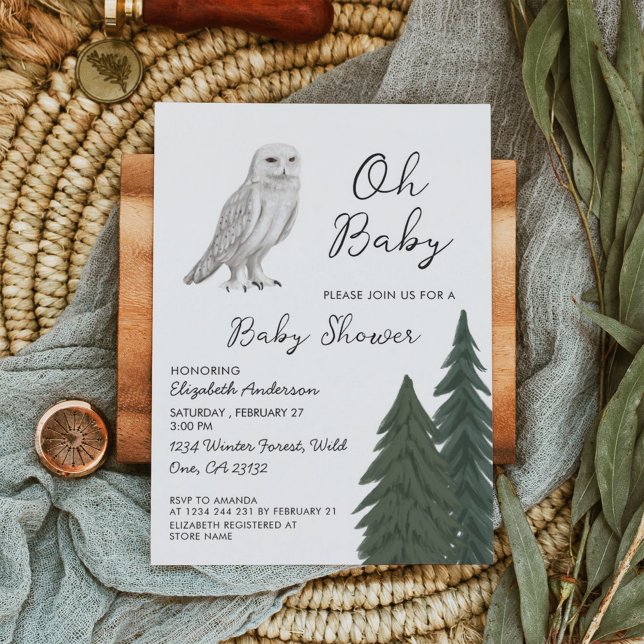 Invitación Snowy Owl Baby Shower (Subido por el creador)