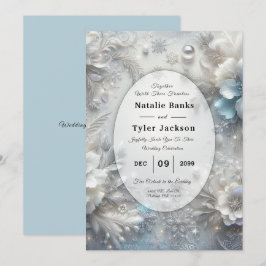 Invitación Snowy Petals in Frozen Bloom Wedding