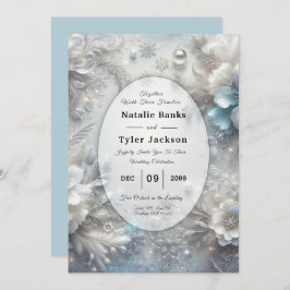 Invitación Snowy Petals in Frozen Bloom Wedding