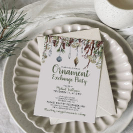 Invitación SNOWY PINES Fiesta de Intercambio de Ornamentos de