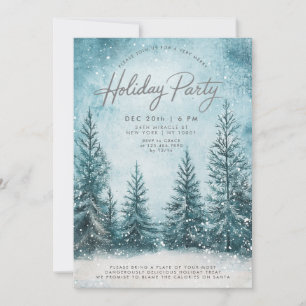 Invitación Snowy Pines Nieva Árbol de Navidad Vacaciones de I