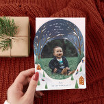 Invitación Snowy Village Winter Scener Christmas Photo Card<br><div class="desc">Ilustracion original de un pueblo de laderas nevadas para rodear tu linda foto. Personalizar para añadir más texto o más fotos al reverso. Recorte de color opcional</div>