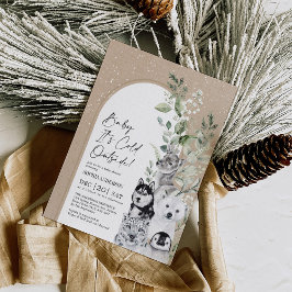 Invitación Snowy Winter Animals Boho Arch Baby Shower