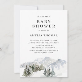 Invitación Snowy Winter Forest Woodland Baby Shower