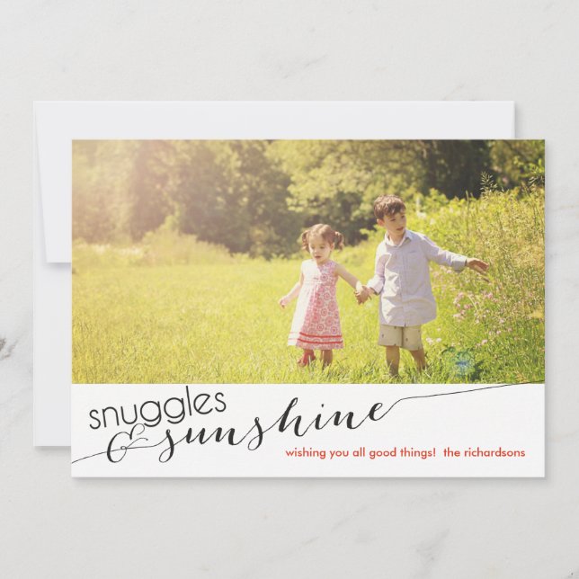 Invitación Snuggles y sol con la foto trasera (Anverso)