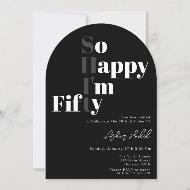 Invitación So Happy I'm FIFTY 50th Birthday Party  (Anverso)