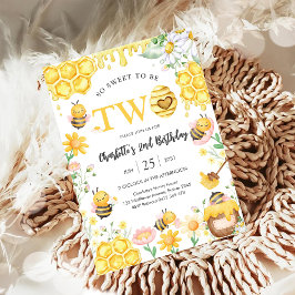 Invitación So Sweet To Be Two Honey Bee 2nd Birthday