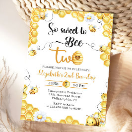 Invitación So Sweet To Bee 2nd Birthday Invitation