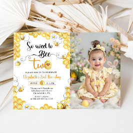 Invitación So Sweet To Bee 2nd Birthday Photo Invitation
