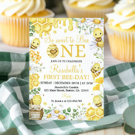 Invitación So Sweet to Bee One Floral 1st Bee Day Birthday