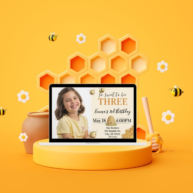 Invitación So Sweet to Bee Three, 3rd Birthday with Picture (Subido por el creador)