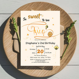 Invitación So Sweet To Bee Two Cute Honey Bee 2nd Birthday