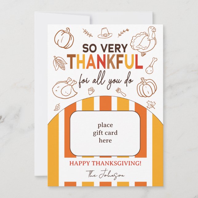 Invitación So Very Thankful Fall Thanksgiving Gift Card Holde (Anverso)