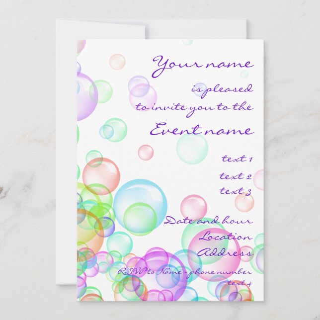 Invitación Soap Bubbles (Anverso)
