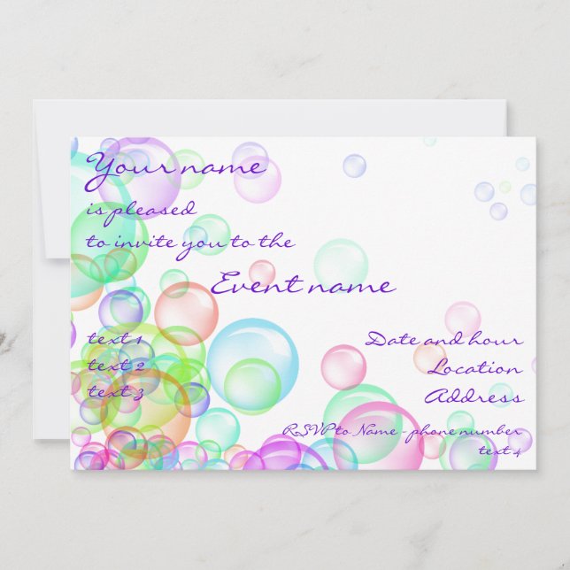 Invitación Soap Bubbles (Anverso)