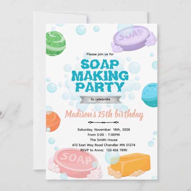 Invitación Soap Making Party Invitation (Anverso)