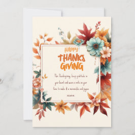 Invitación Sober Thanksgiving Cards with Fall Flowers