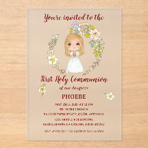 Invitación sobre acrílico PHOEBE Primera Comunión