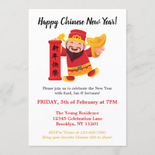 Invitación Sobre de Dios feliz de Año Nuevo chino feliz