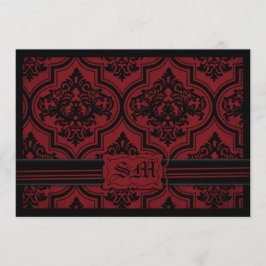 Invitación Sobre de la boda de Damasco negro rojo gótico