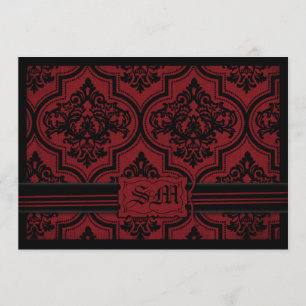 Invitación Sobre de la boda de Damasco negro rojo gótico