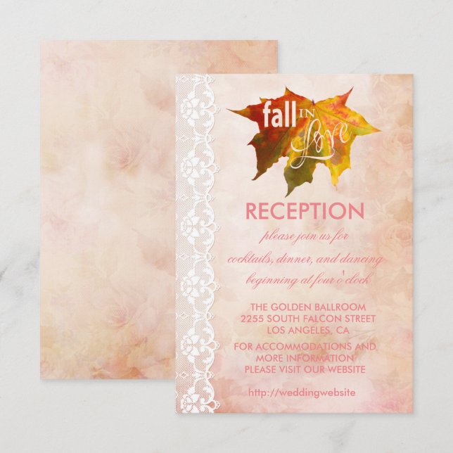 Invitación Sobre de recepción de boda de otoño enamorada (Anverso / Reverso)