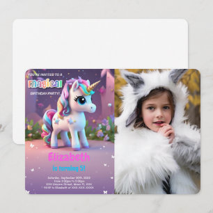 Invitación Sobre El Arcoíris, Foto de Cumpleaños de Unicornio