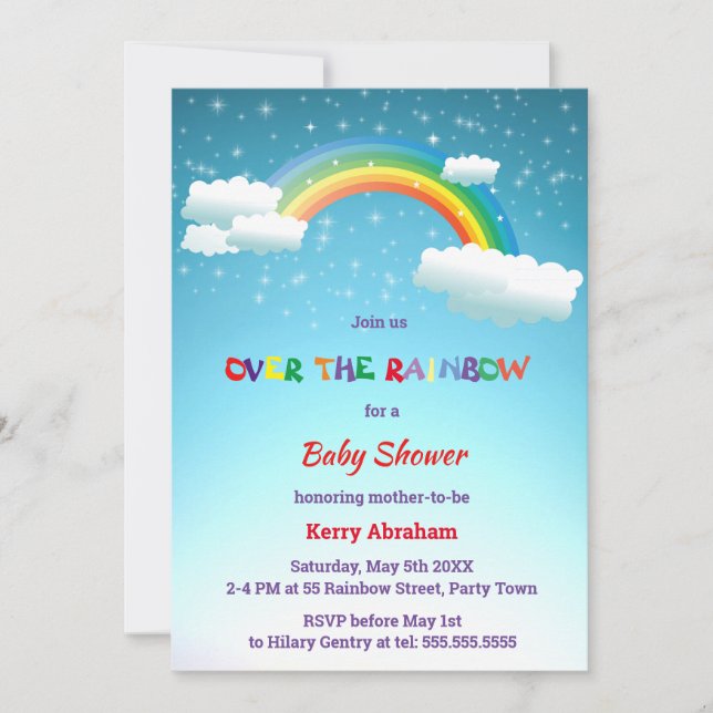 Invitación Sobre el Baby Shower arcoiris (Anverso)