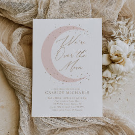 Invitación Sobre el Baby Shower Chica rosa de la luna