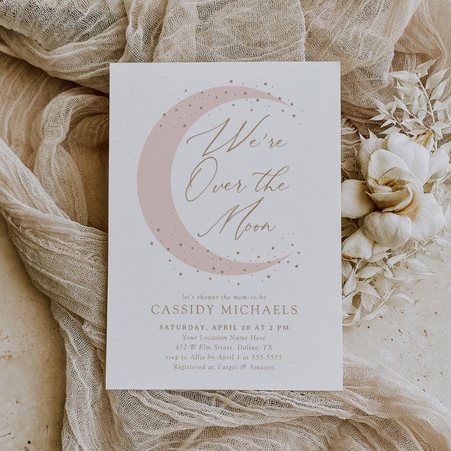 Invitación Sobre el Baby Shower Chica rosa de la luna (Subido por el creador)