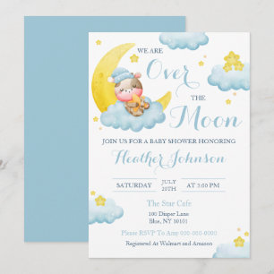 Invitación Sobre el Baby Shower de la vaca lunar