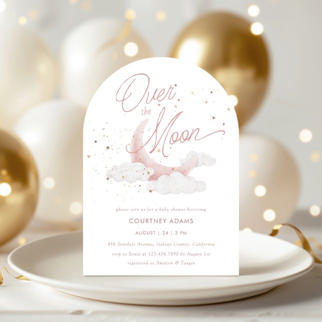 Invitación Sobre el Baby Shower de las estrellas del oro rosa (Subido por el creador)
