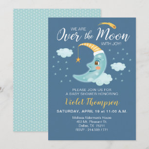 Invitación Sobre el Baby Shower de Moon Navy Blue Boy