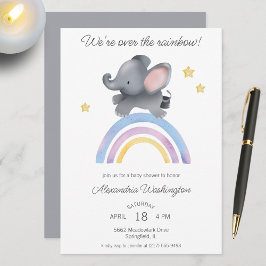 Invitación Sobre el Baby Shower del Elefante Arcoiris