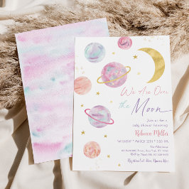Invitación Sobre el Baby Shower del espacio de la luna color