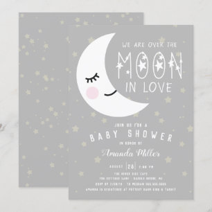 Invitación Sobre el Baby Shower Neutral De La Luna