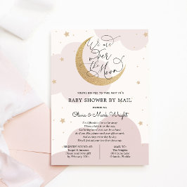 Invitación Sobre el Baby Shower rosa de la luna de oro por co