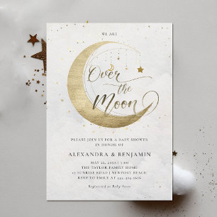 Invitación Sobre el cielo blanco del arco de la luna Baby Sho