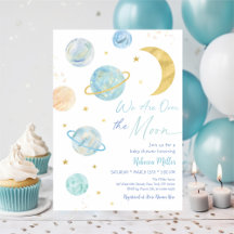 Sobre el espacio de la luna azul Pastel Baby Showe