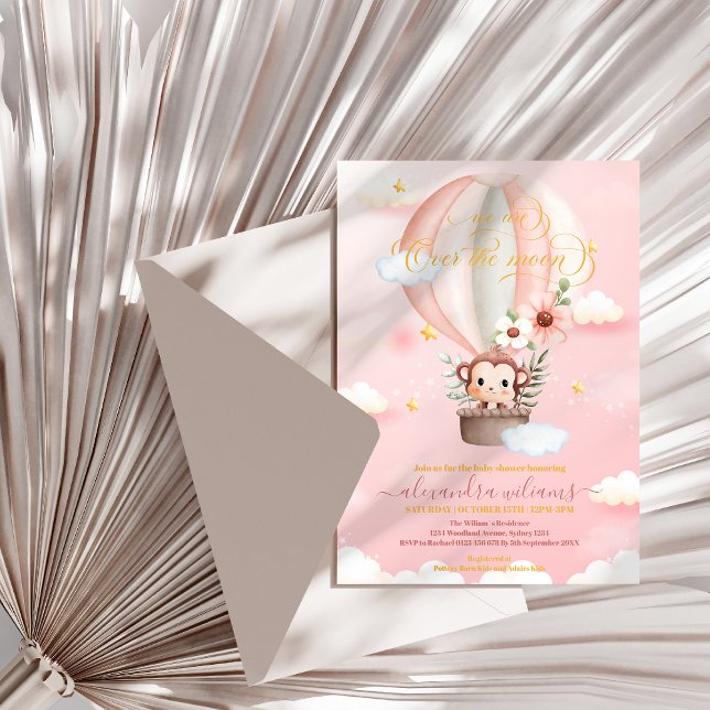 Invitación Sobre el mono lunar Baby Shower (Subido por el creador)
