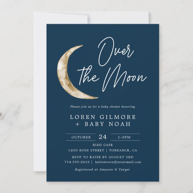 Invitación Sobre el tema de la luna Indigo Baby Shower (Anverso)