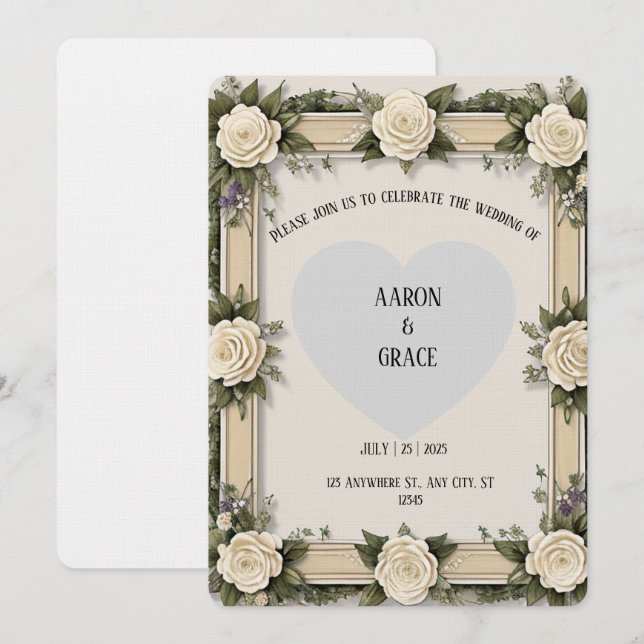 Invitación Sobre elegante personalizado en pétalos de rosa (Anverso / Reverso)