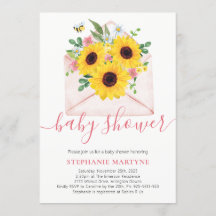 Sobre floral de girasol Baby Shower